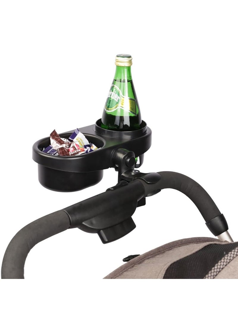 3 in 1 Stroller Snack Attachment with Cup Holder, Multifunctional Stroller Organizer with Removable Non-Slip Grip Clip for Stroller Bumper Bars