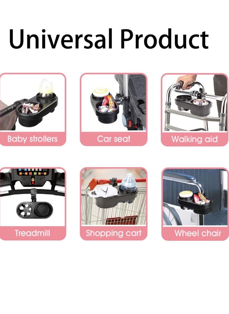 3 in 1 Stroller Snack Attachment with Cup Holder, Multifunctional Stroller Organizer with Removable Non-Slip Grip Clip for Stroller Bumper Bars