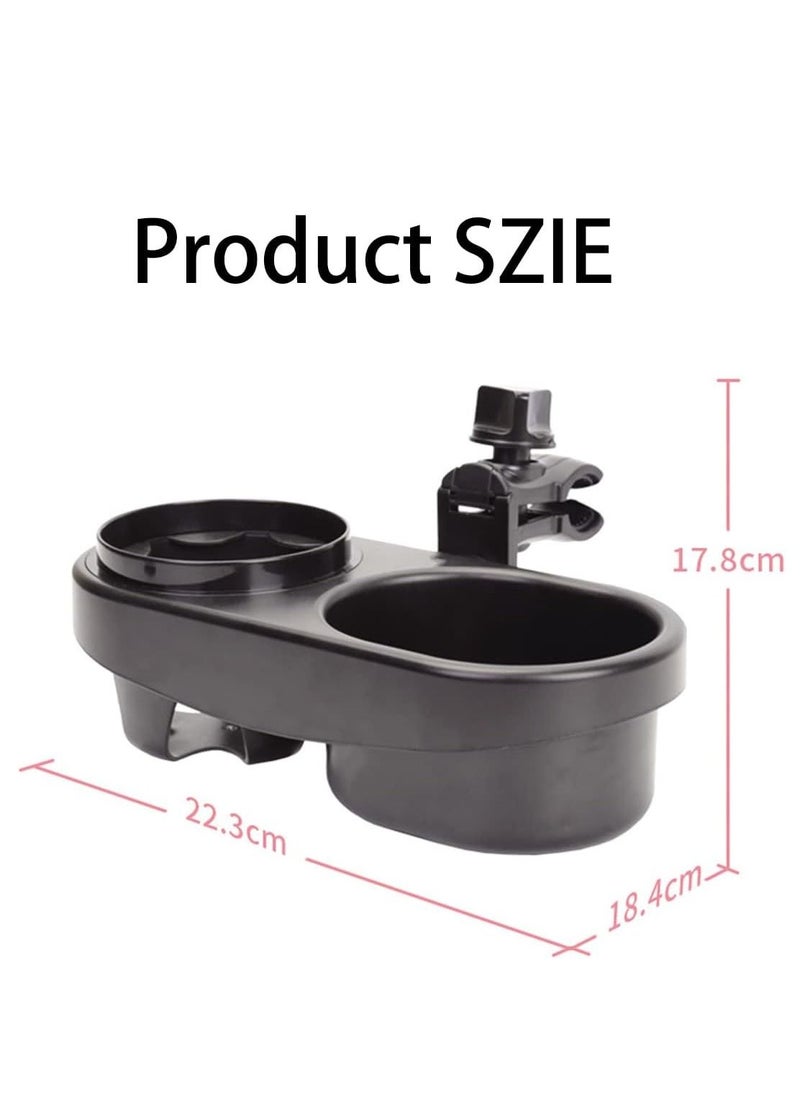 3 in 1 Stroller Snack Attachment with Cup Holder, Multifunctional Stroller Organizer with Removable Non-Slip Grip Clip for Stroller Bumper Bars