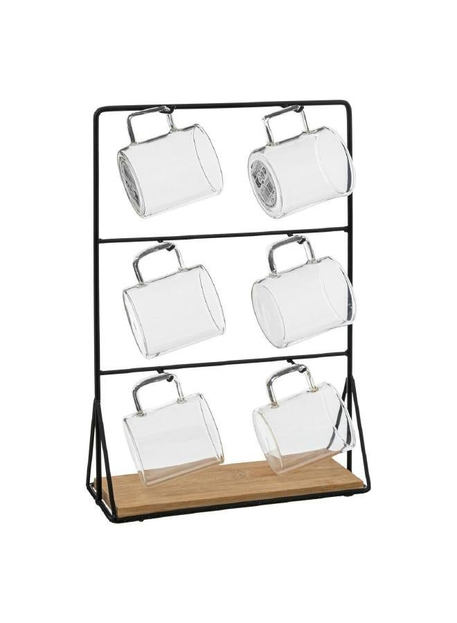 لوفت حامل أكواب، مجموعة من 6 قطع، الطول 20.3 × العرض 8.2 × الارتفاع 30 سم، لون طبيعي، إطار معدني أسود - 188441 - Image 2