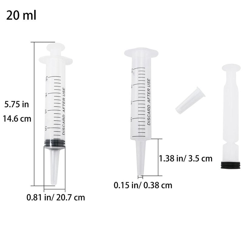 كلاراكو مجموعة محقنة بلاستيكية من كلاركو، مكونة من 6 قطع، محقنة صناعية، أدوات محقنة قياس السوائل للمختبرات العلمية، التوزيع، تغذية الحيوانات، استخدامات متعددة، 20 مل × 2 + 60 مل × 2 + خرطوم × 2 - Image 2