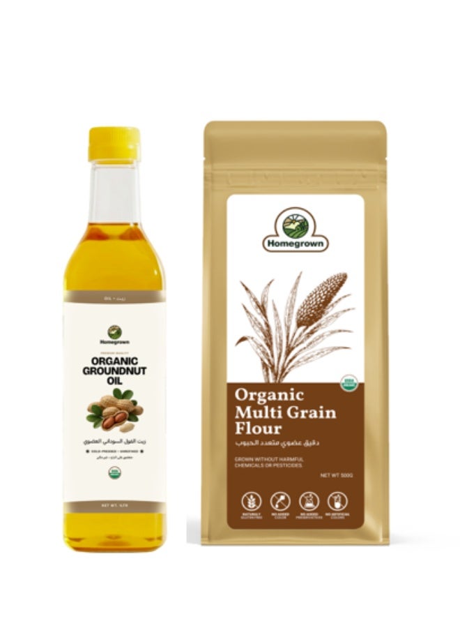 HG Organic Groundnut Oil + HG Organic Multi Grain Flour ( 2 Pack  )