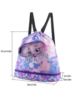 GGEROU Swimming Backpack for Kids, Dry and Wet Separation Waterproof Storage Bag Portable Drawstring Backpack Purple  - Image 5