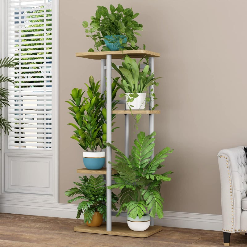 LINZINAR Plant Stand Indoor 4 Tier 5 Potted Multiple Plant Shelf Stands for Garden Corner Balcony Living Room White - Image 3