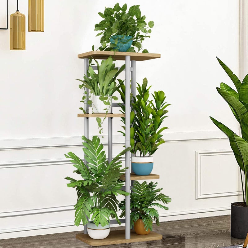 LINZINAR Plant Stand Indoor 4 Tier 5 Potted Multiple Plant Shelf Stands for Garden Corner Balcony Living Room White - Image 4
