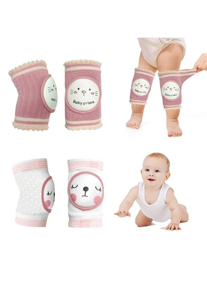 2 Pairs Baby Knee Pads for Crawling Toddlers Breathable Anti-Slip Protector with Sponge Pad Cute Cartoon Unisex 0-4 Years - Image 1