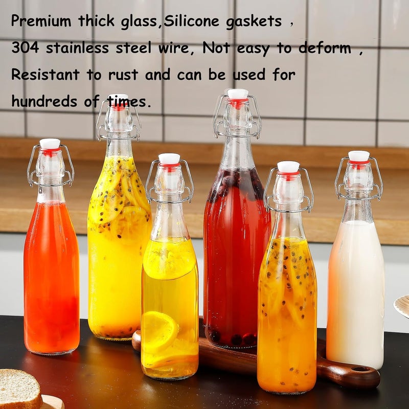 ZEBEIYU Swing Top Glass Bottles 16oz,Glass Beer Bottles With Airtight Caps for Home Brewing,Kombucha, 2nd Fermentation, Water Kefir, Beverages, Soda, Oils, Vinegar, Limoncello（6 Pack - Image 4