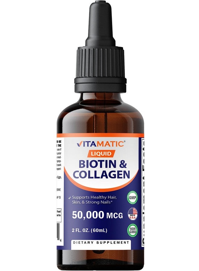 Vitamatic فيتاميناتك 2 عبوات سائل البيوتين والكولاجين لنمو الشعر - للنساء والرجال - يدعم البشرة المتألقة، والشعر الصحي ونمو الأظافر (2 أونصة سائلة) - Image 5