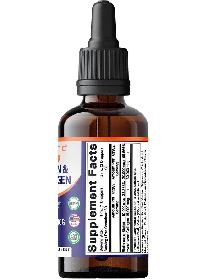 Vitamatic فيتاميناتك 2 عبوات سائل البيوتين والكولاجين لنمو الشعر - للنساء والرجال - يدعم البشرة المتألقة، والشعر الصحي ونمو الأظافر (2 أونصة سائلة) - Image 4