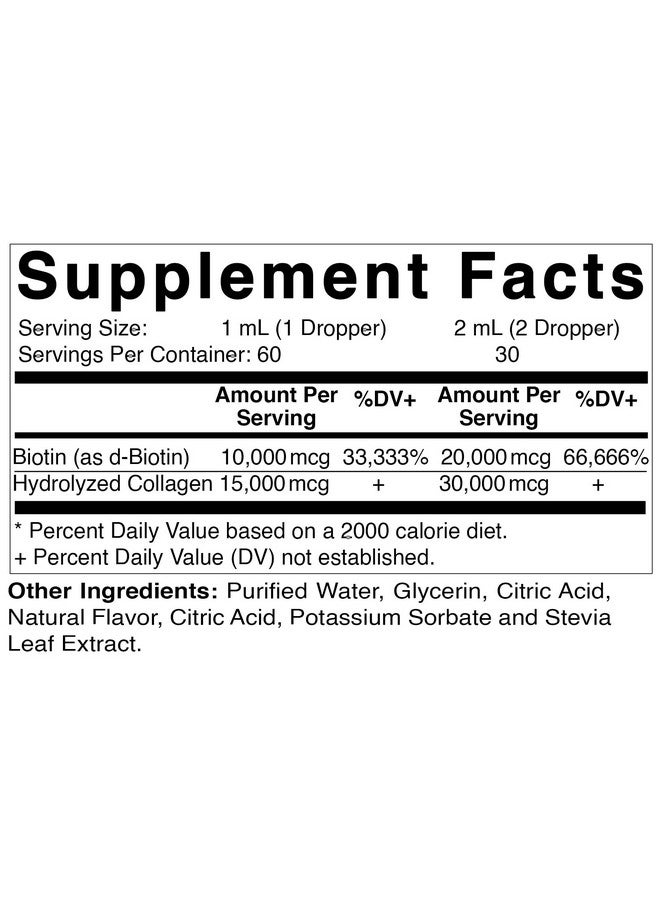 Vitamatic فيتاميناتك 2 عبوات سائل البيوتين والكولاجين لنمو الشعر - للنساء والرجال - يدعم البشرة المتألقة، والشعر الصحي ونمو الأظافر (2 أونصة سائلة) - Image 2