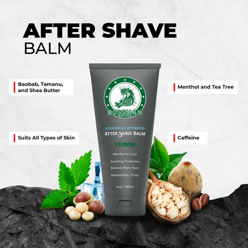 Bossman Cooling & Caffeinated After Shave Balm for Men â€“ Soothes & Protects with Menthol, Caffeine & Tea Tree â€“ Royal Oud Scent - Image 2