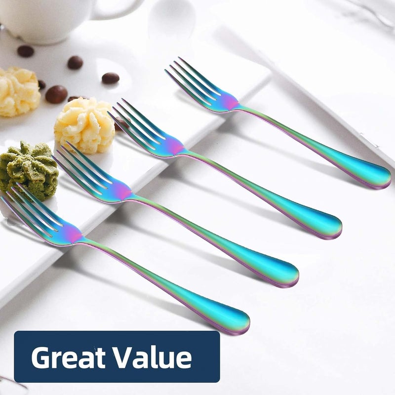 ITITT 16 Piece Dinner Forks 8 Inch Top Food Grade ExtraFine Stainless Steel Silverware Forks For Home Kitchen Restaurant Dishwasher SafeRainbow - Image 3