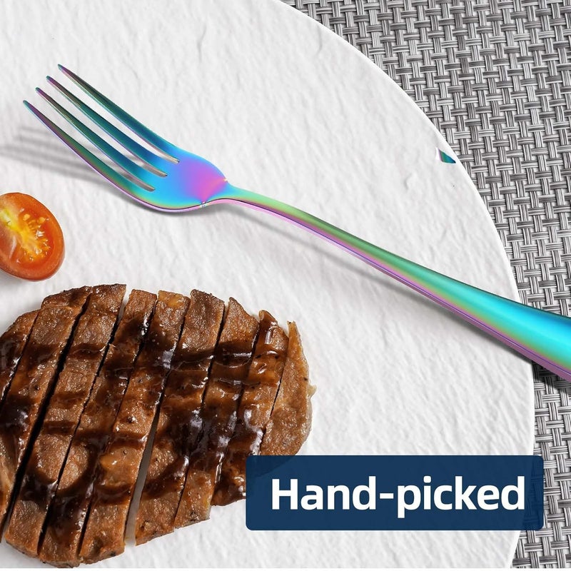 ITITT 16 Piece Dinner Forks 8 Inch Top Food Grade ExtraFine Stainless Steel Silverware Forks For Home Kitchen Restaurant Dishwasher SafeRainbow - Image 5