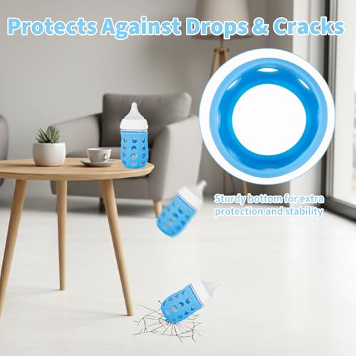 Fevbcnrj 4 Pack Silicone Sleeves Compatible with Gulicola Glass Bottle, Silicone Sleeves for Glass Bottle, Soft and Flexible, Protect Bottles from Drops and Cracks, with Built-in Marking, Blue - Image 4