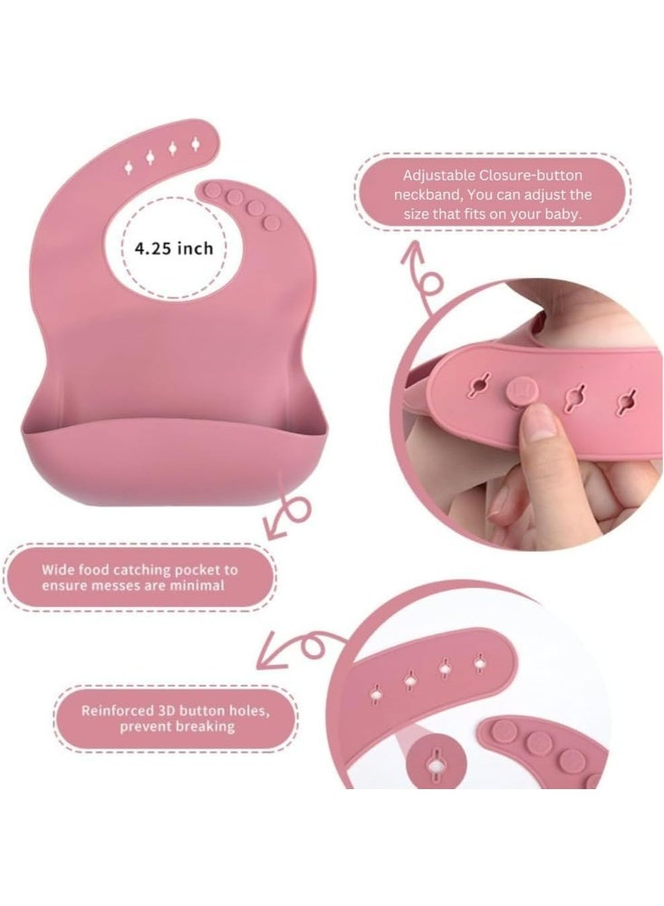 Silicone Baby Feeding Set, Weaning Supplies, Includes Suction Cups, Divided Plates, Adjustable Bib, Baby Utensils, Spoons, Forks, Cup - Image 2