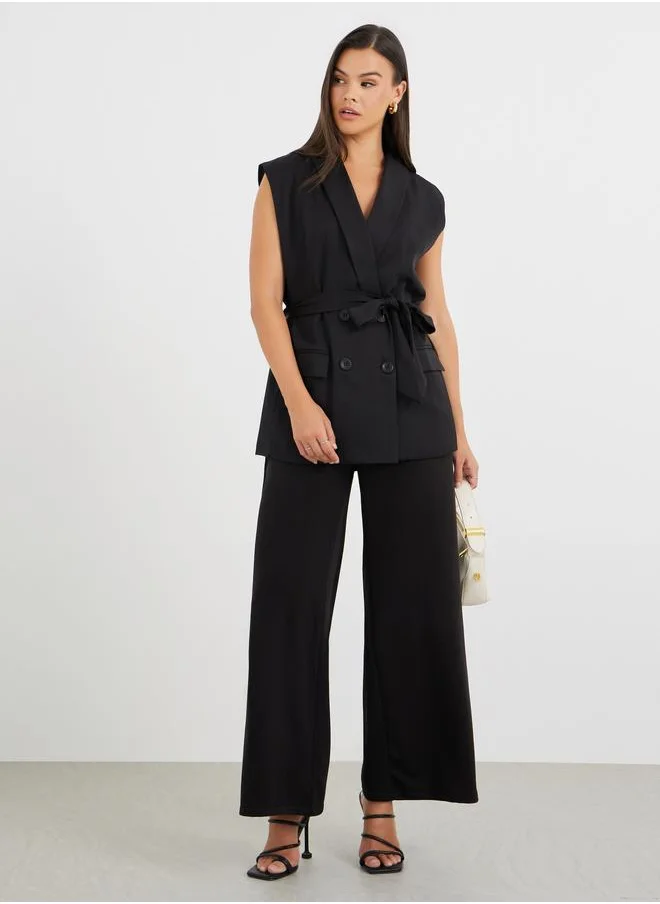 Styli Styli Sleeveless Belted Blazer