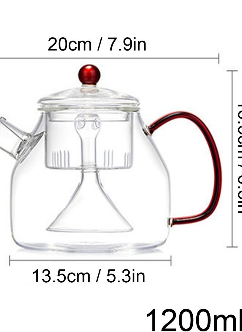 LOOPITYS 1200ml glass teapot with steam function, heat-resistant glass large opening spout, suitable for office/home use  - Image 3