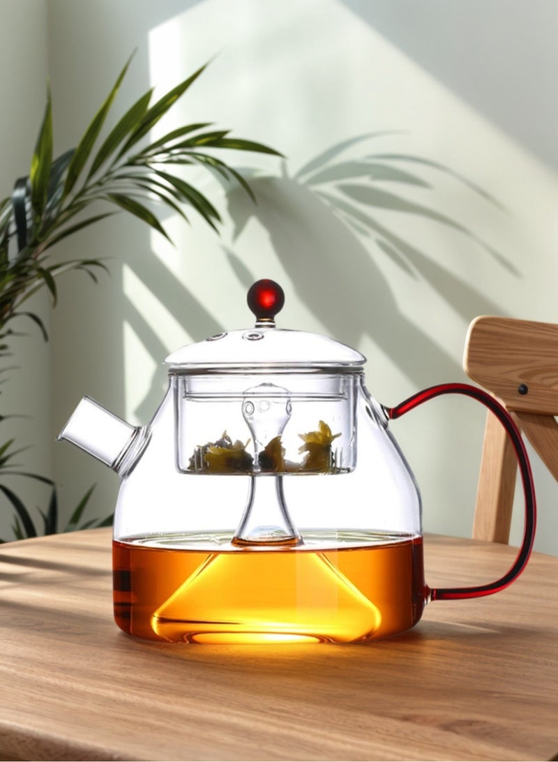 لوبيتيز زجاج إبريق الشاي مع البخار وظيفة ، مقاومة للحرارة الزجاج صنبور كبير مع فتح ، مناسبة للاستخدام المنزلي / مكتب - Image 1