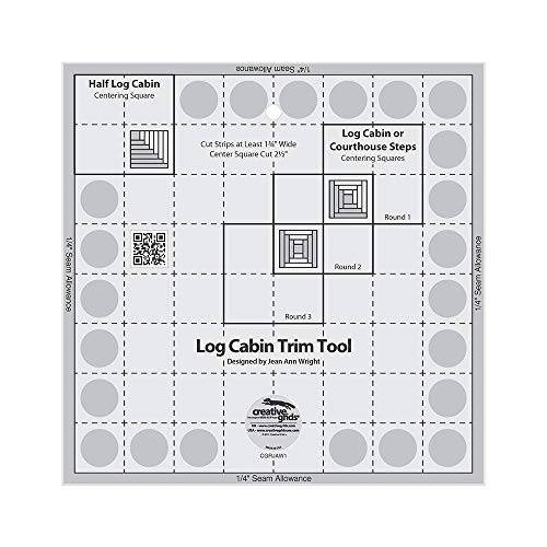 Creative Grids Log Cabin Trim Tool Quilt Ruler – CGRJAW1 – Made in USA, 8-1/2in x 8-1/2in, Non-Slip Grip Acrylic Quilting, Sewing, Crafting, Patchwork Ruler & Template - Image 1
