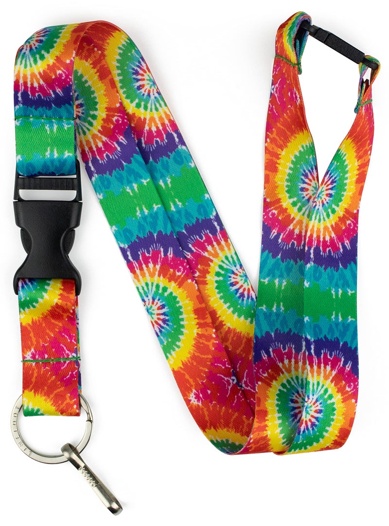 Limeloot Tie Dye Lanyard for Keys, ID Badge, and Accessories - Colorful Breakaway Lanyard with Quick Release Buckle and Flat Ring. - Image 1