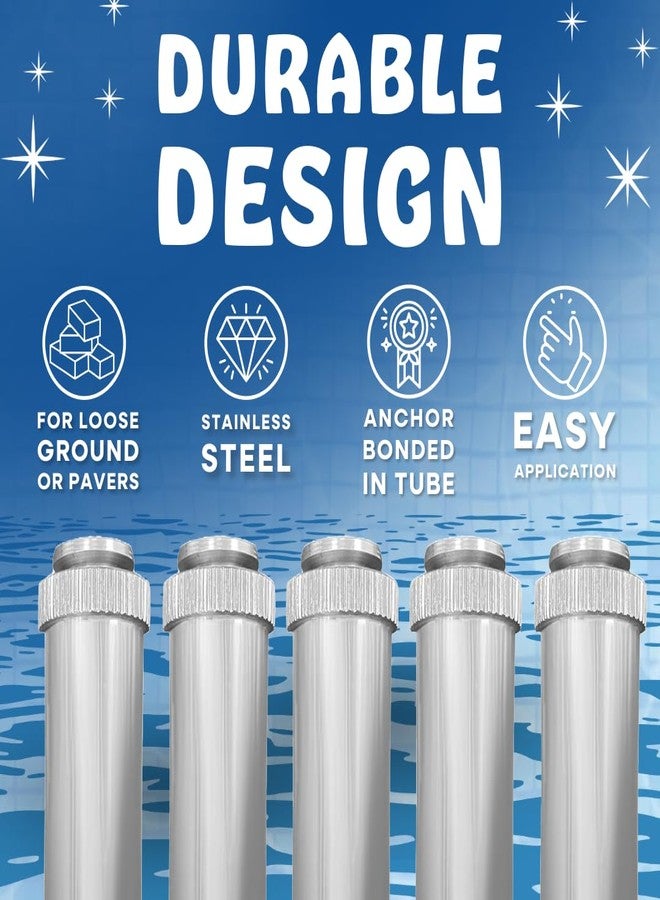 Poolzilla (5 Pack 5" Stainless Steel Paver Spike Anchor for Safety Pool Cover, Heavy Duty Design for Easy Paver Installation - Image 4