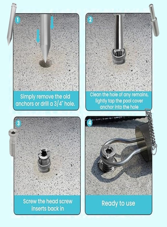 Poolzilla (5 Pack 5" Stainless Steel Paver Spike Anchor for Safety Pool Cover, Heavy Duty Design for Easy Paver Installation - Image 3