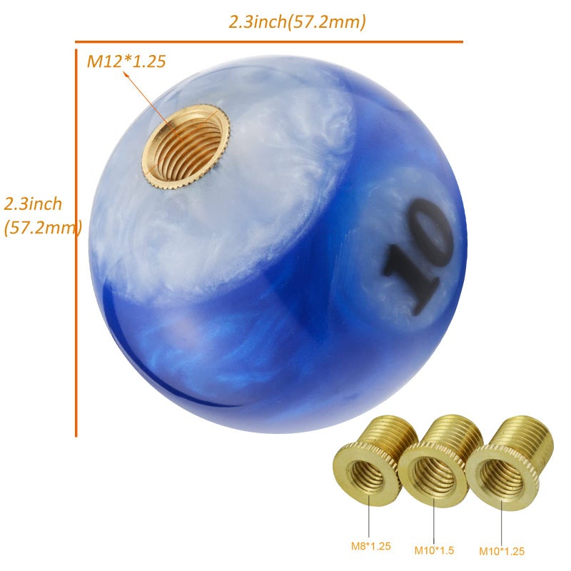 Arenbel No.10 Billiard Car Shifter Lever Knob Round Gear Shift Stick Racing Handles Fit Most Manual Auto Vehicles, Blue - Image 3