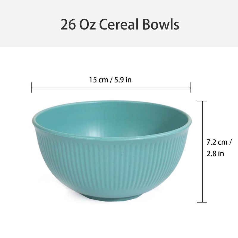 CAMBUY Wheat Straw Bowls Set Unbreakable Cereal Bowls Dinner Bowl Sets Dishwasher & Microwave Safe (9 Pcs 24 Oz) - Image 2
