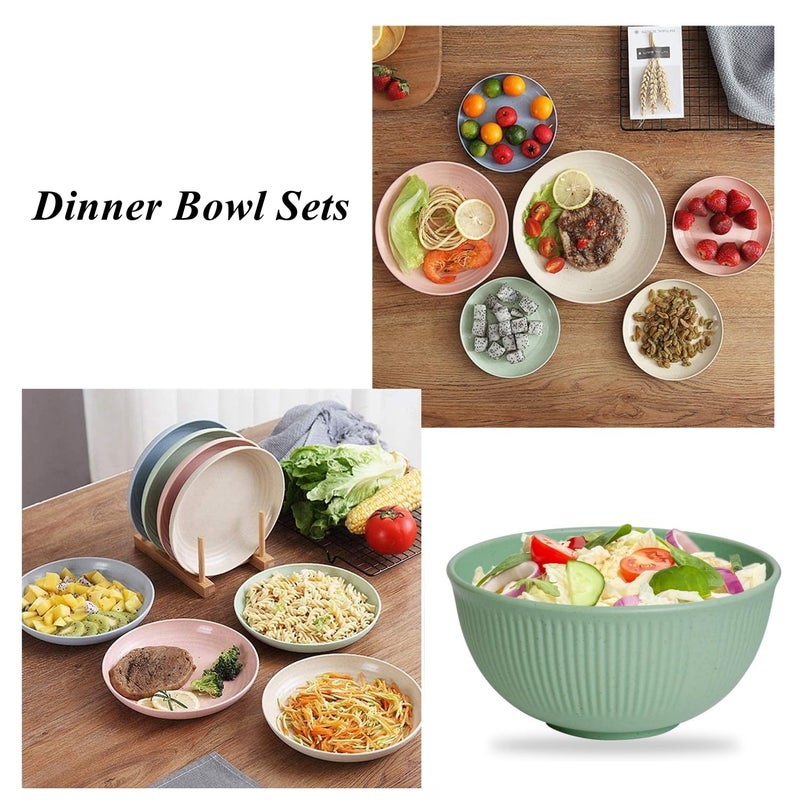 CAMBUY Wheat Straw Bowls Set Unbreakable Cereal Bowls Dinner Bowl Sets Dishwasher & Microwave Safe (9 Pcs 24 Oz) - Image 4