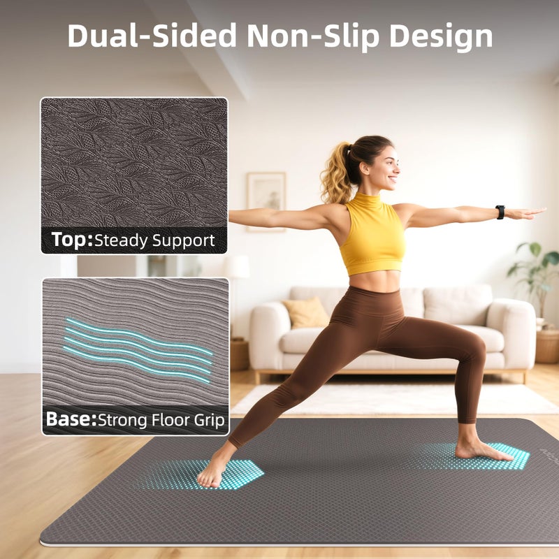 GymCope Extra Large Yoga Mat â€“ 72"x48" or 78"x57", Non-Slip TPE Exercise Mat for Women & Men, Available in 1/4" to 1/2" Thickness, for Home Gym, Yoga, Pilates & Barefoot Workouts, with Towel, Straps & Carry Bag - Image 5