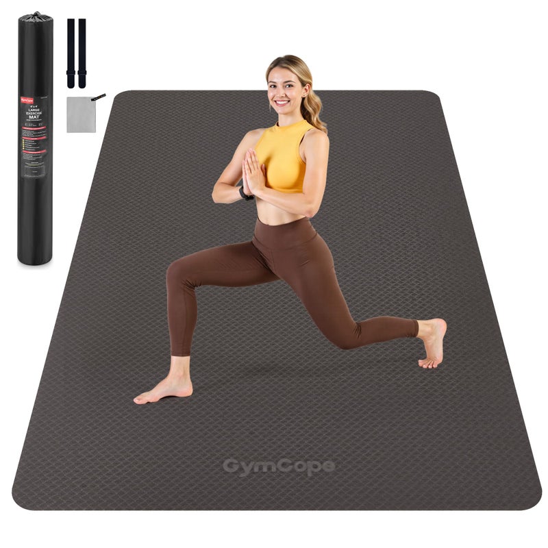 GymCope Extra Large Yoga Mat â€“ 72"x48" or 78"x57", Non-Slip TPE Exercise Mat for Women & Men, Available in 1/4" to 1/2" Thickness, for Home Gym, Yoga, Pilates & Barefoot Workouts, with Towel, Straps & Carry Bag - Image 1