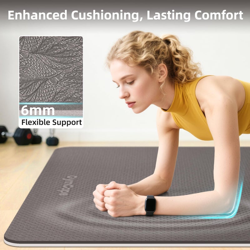 GymCope Extra Large Yoga Mat â€“ 72"x48" or 78"x57", Non-Slip TPE Exercise Mat for Women & Men, Available in 1/4" to 1/2" Thickness, for Home Gym, Yoga, Pilates & Barefoot Workouts, with Towel, Straps & Carry Bag - Image 3