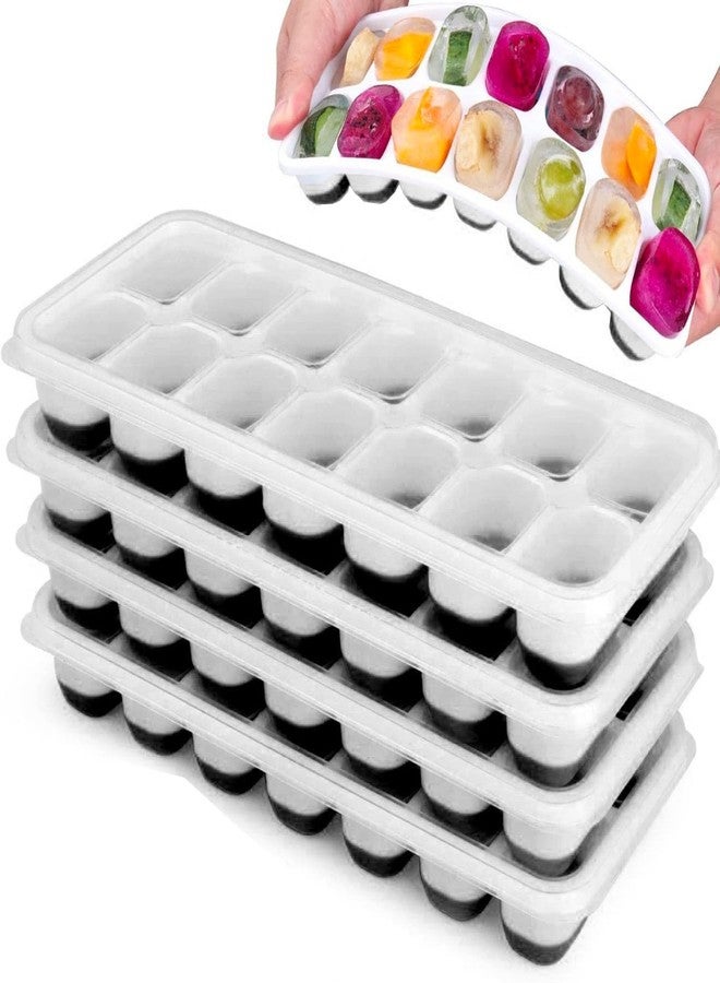 vigor path Set of 4 Stackable Silicone Ice Cube Trays with Removable Lids - Flexible, Spill-Resistant, Dishwasher Safe (Black) - Image 1