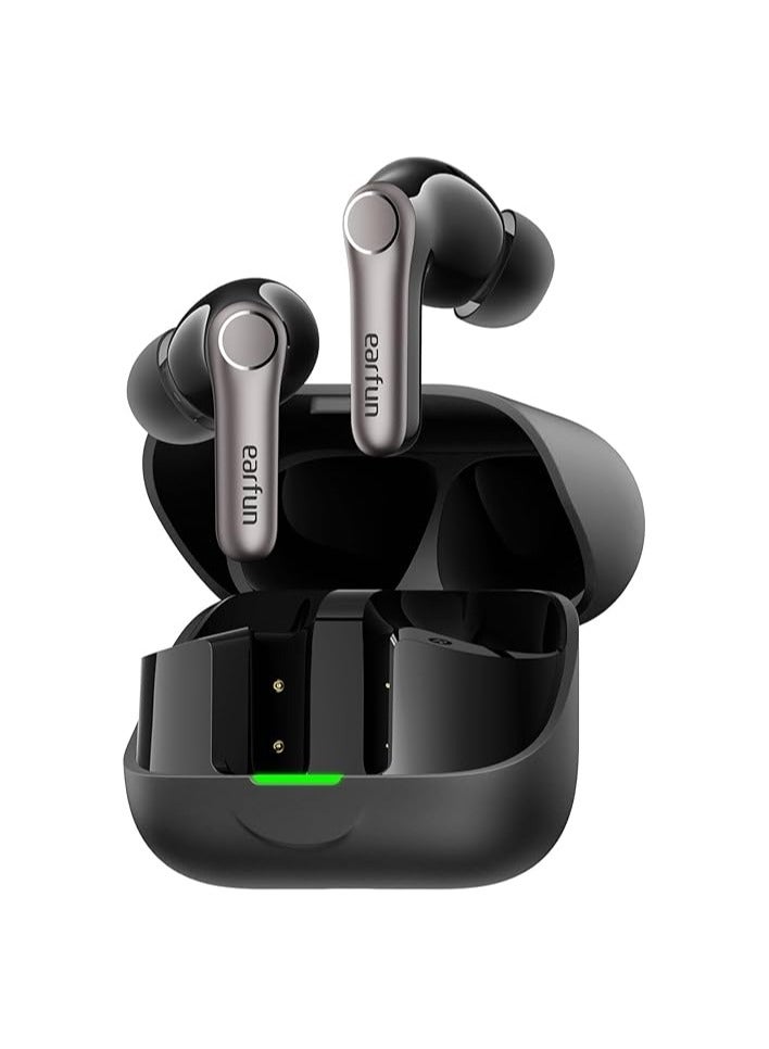 EarFun Air Pro 4+ سماعات أذن لاسلكية بتقنية إلغاء الضوضاء الهجينة التكيفية بتقنية Bluetooth 6.0، Qualcomm Snapdragon Sound، aptX Lossless، LDAC Hi-Res Audio، 6 ميكروفونات AI CVC للمكالمات، 54H وقت التشغيل، أسود - Image 1