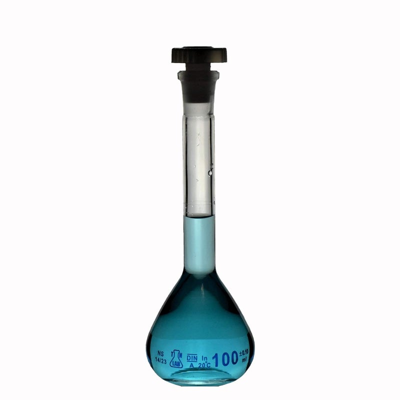 TN LAB Supply TN LAB Volumetric Flask 100ml Borosilicate Glass 14/23 Class A Accuracy 12-Pack - Image 2