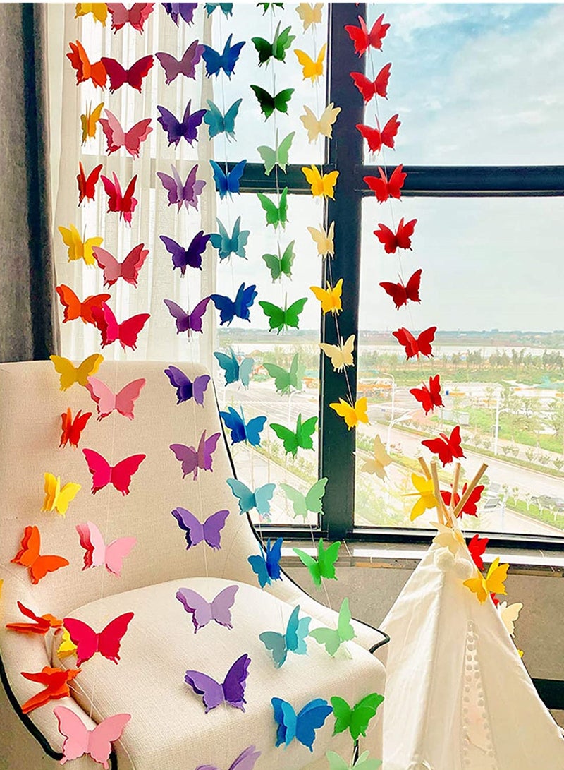 SYOSI Party Butterfly Paper Garland,7 Colors 2 Meters 3D Butterfly Banner Hanging Decoration for Wedding, Baby Shower, Birthday - Image 2