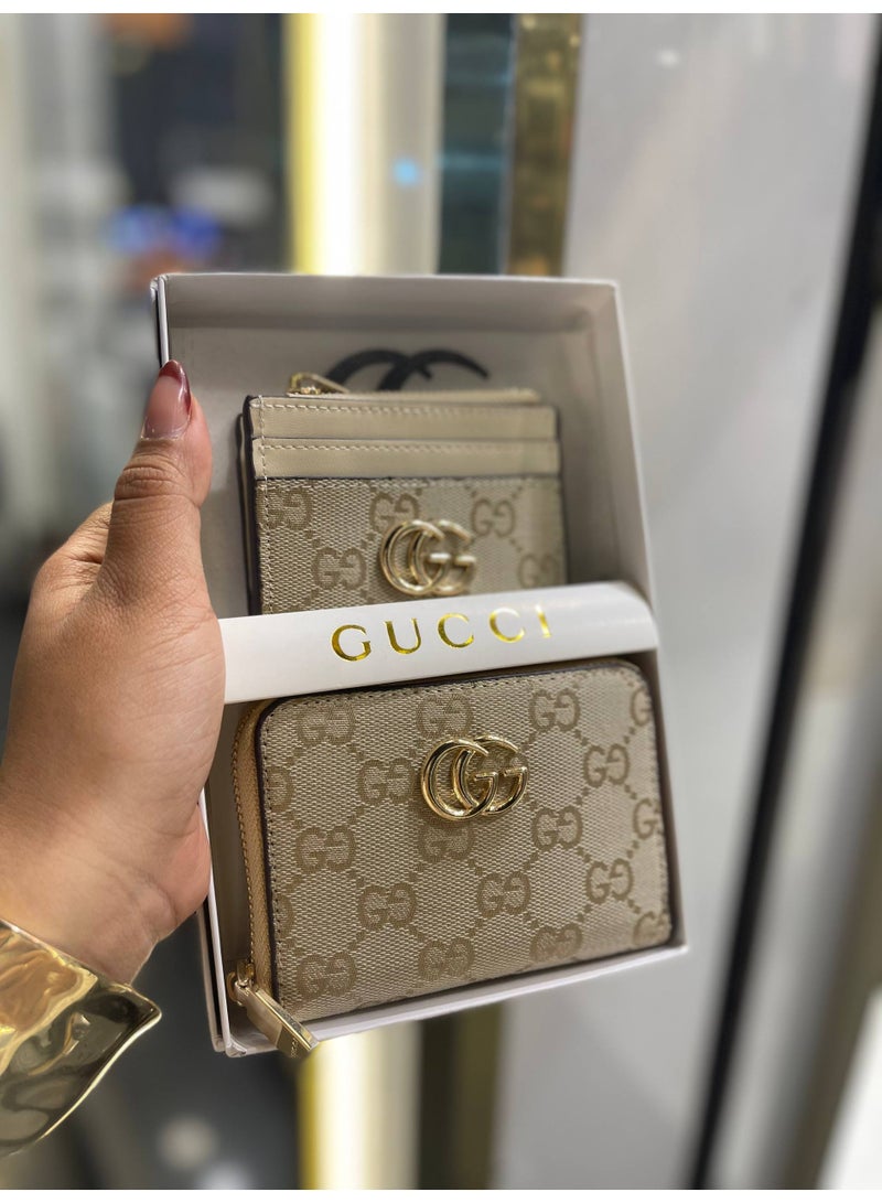 GUCCI Women's 2-Piece Gift Set - GG Supreme Canvas Wallet and Zip Card Case - White/Beige - Image 2