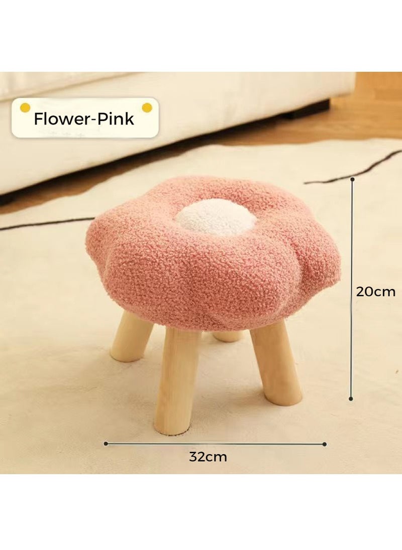 Vixplorn Flower Stool, Step Stool Under Table, Footstool Cute Sofa Stool For Porch Living Room Bedside Apartment (Pink）  - Image 2