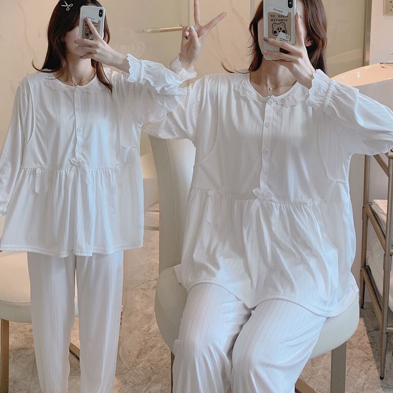 Postpartum Clothing Set For Women Cotton Wintercotton Maternity Sleepwear Outerwear Suit Breastfeeding Feeding Gown 2011-8 Pit Strip Princess 