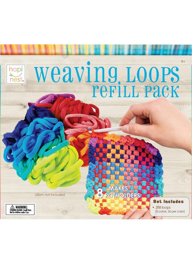 Hapinest Loom Bands Kit Potholder Weaving Loom Refill Loops, Loom Knitting Kit for Kids, Makes 8 Pot Holders 288 Loom Loops in 8 Colors, Potholder Loom Kit for Kids, Weaving Loom Kit Knitting Loom Kit