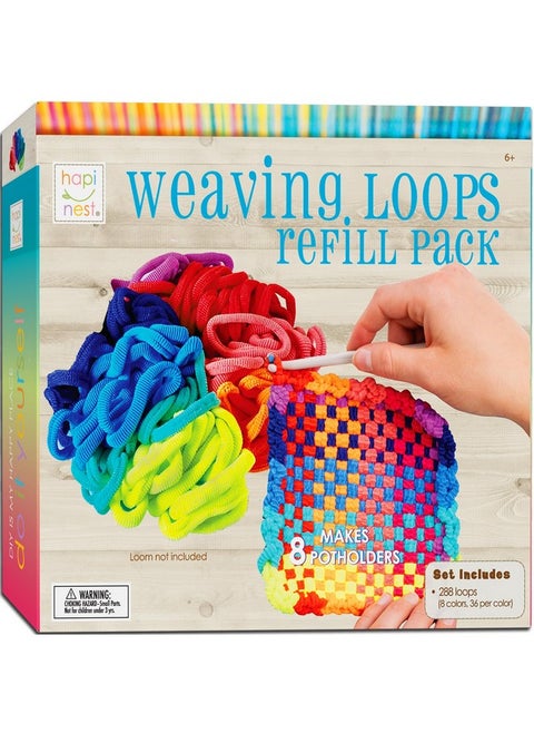 Hapinest Loom Bands Kit Potholder Weaving Loom Refill Loops, Loom Knitting Kit for Kids, Makes 8 Pot Holders 288 Loom Loops in 8 Colors, Potholder Loom Kit for Kids, Weaving Loom Kit Knitting Loom Kit