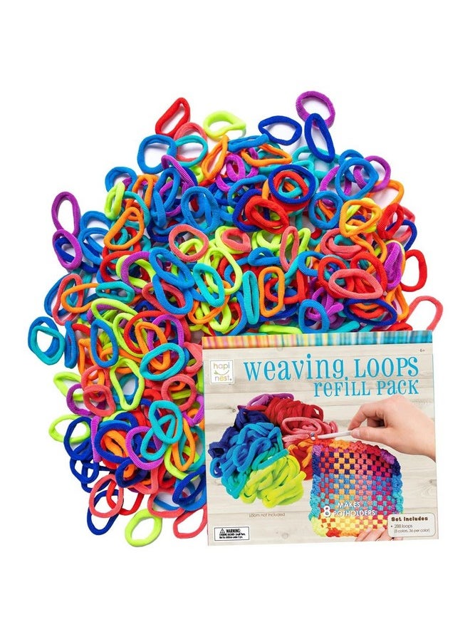 Hapinest Loom Bands Kit Potholder Weaving Loom Refill Loops, Loom Knitting Kit for Kids, Makes 8 Pot Holders 288 Loom Loops in 8 Colors, Potholder Loom Kit for Kids, Weaving Loom Kit Knitting Loom Kit