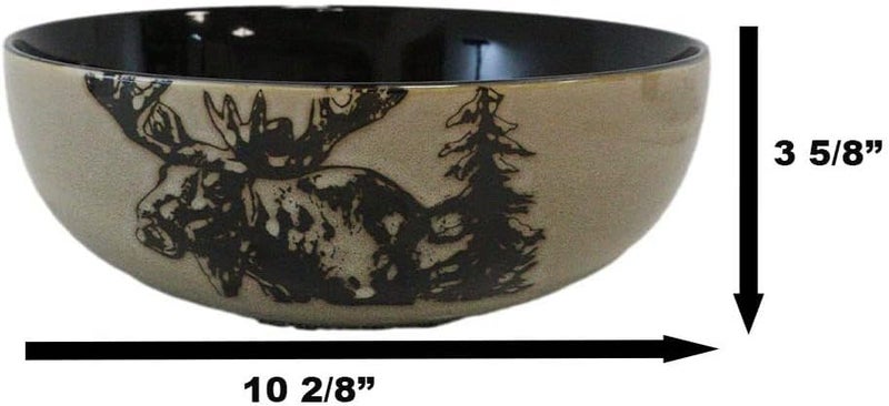 Ebros Gift Rustic Emperor Giant Stag Elk Moose Deer Abstract Art Brown Dinnerware Or Drinkware Ceramic Earthenware Kitchen And Dining Large 10 Vegetable Presentation Serving Bowl 98Oz - Image 3