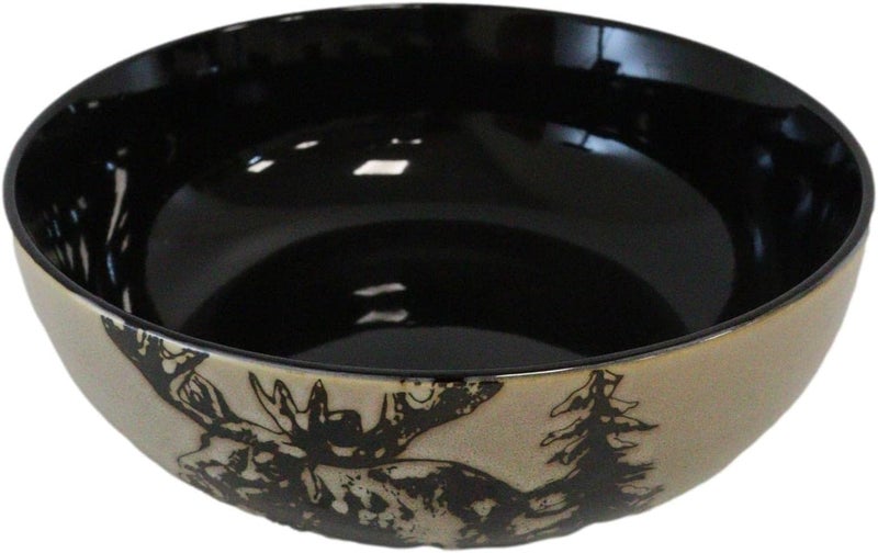Ebros Gift Rustic Emperor Giant Stag Elk Moose Deer Abstract Art Brown Dinnerware Or Drinkware Ceramic Earthenware Kitchen And Dining Large 10 Vegetable Presentation Serving Bowl 98Oz - Image 4