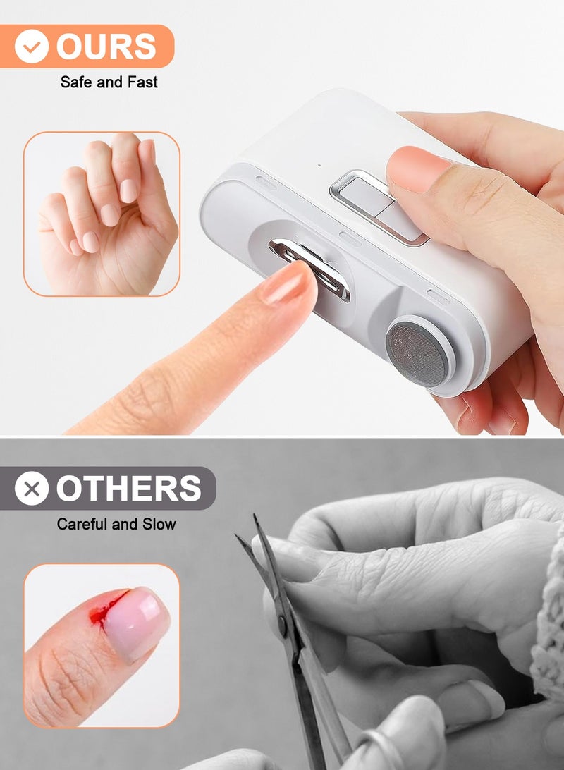 URbazaar Electric Nail Clippers, 2-in-1 Electric Polishing Automatic Nail Clippers Pro with Light Trimmer Nail Cutter Manicure for Baby Elderly Care Tools, elecctric nail trimmer - Image 3