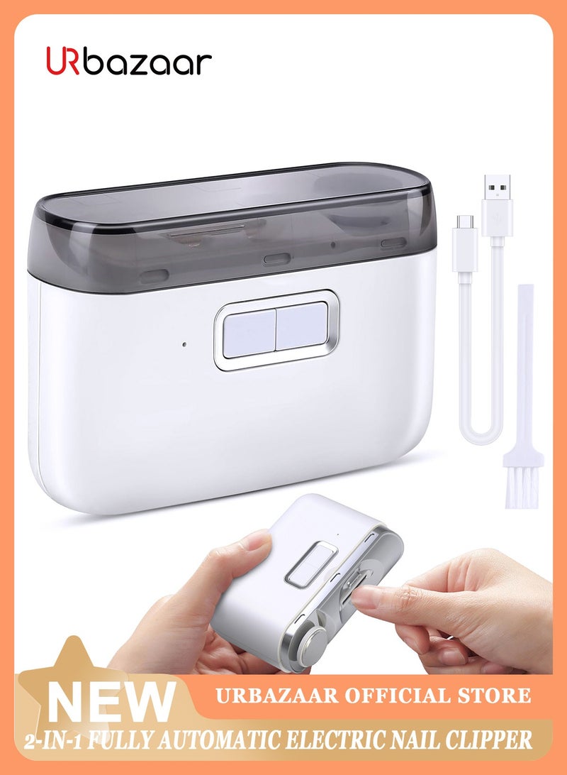 URbazaar Electric Nail Clippers, 2-in-1 Electric Polishing Automatic Nail Clippers Pro with Light Trimmer Nail Cutter Manicure for Baby Elderly Care Tools, elecctric nail trimmer - Image 1