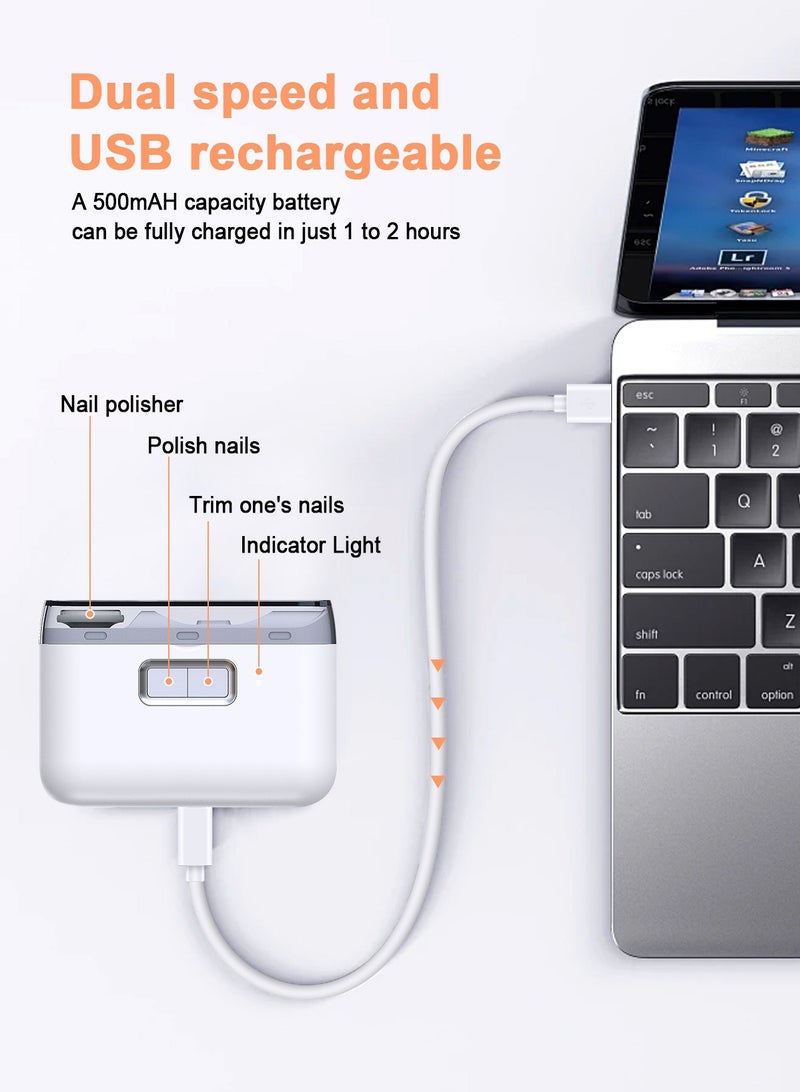 URbazaar Electric Nail Clippers, 2-in-1 Electric Polishing Automatic Nail Clippers Pro with Light Trimmer Nail Cutter Manicure for Baby Elderly Care Tools, elecctric nail trimmer - Image 4