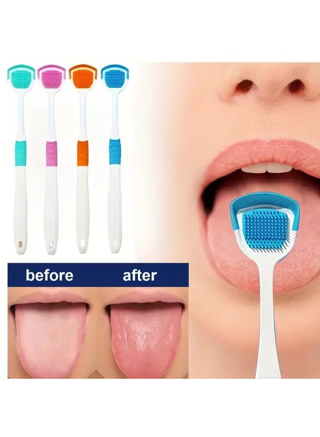 3 Pack Multi Functional Tongue Scraper Soft Silicone Oral Care Freshens Breath Reusable Portable - Image 1