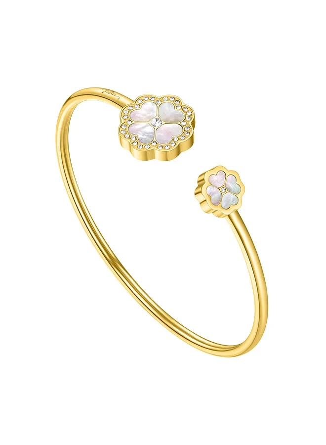 POLICE Flora Gold Plated Ladies Bangle With Mother of Pearl and Crystals 60x50MMPEJLG0003204