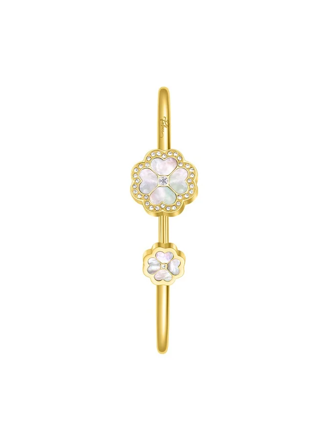 POLICE Flora Gold Plated Ladies Bangle With Mother of Pearl and Crystals 60x50MMPEJLG0003204